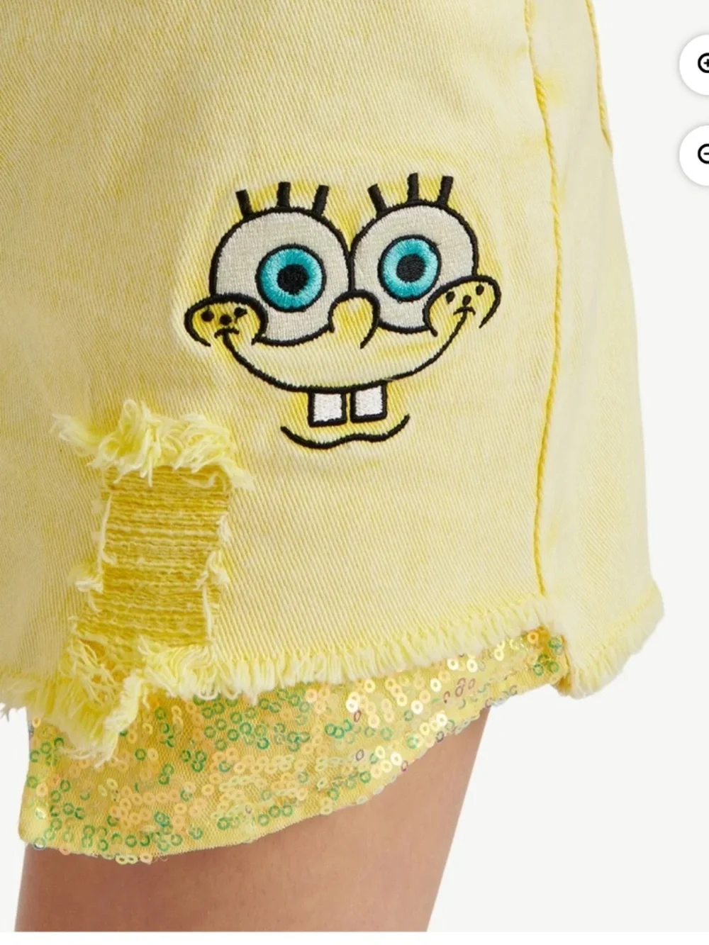 Sponge Bob Justice Girls Yellow Sequin Denim Shorts Size 8 NWT